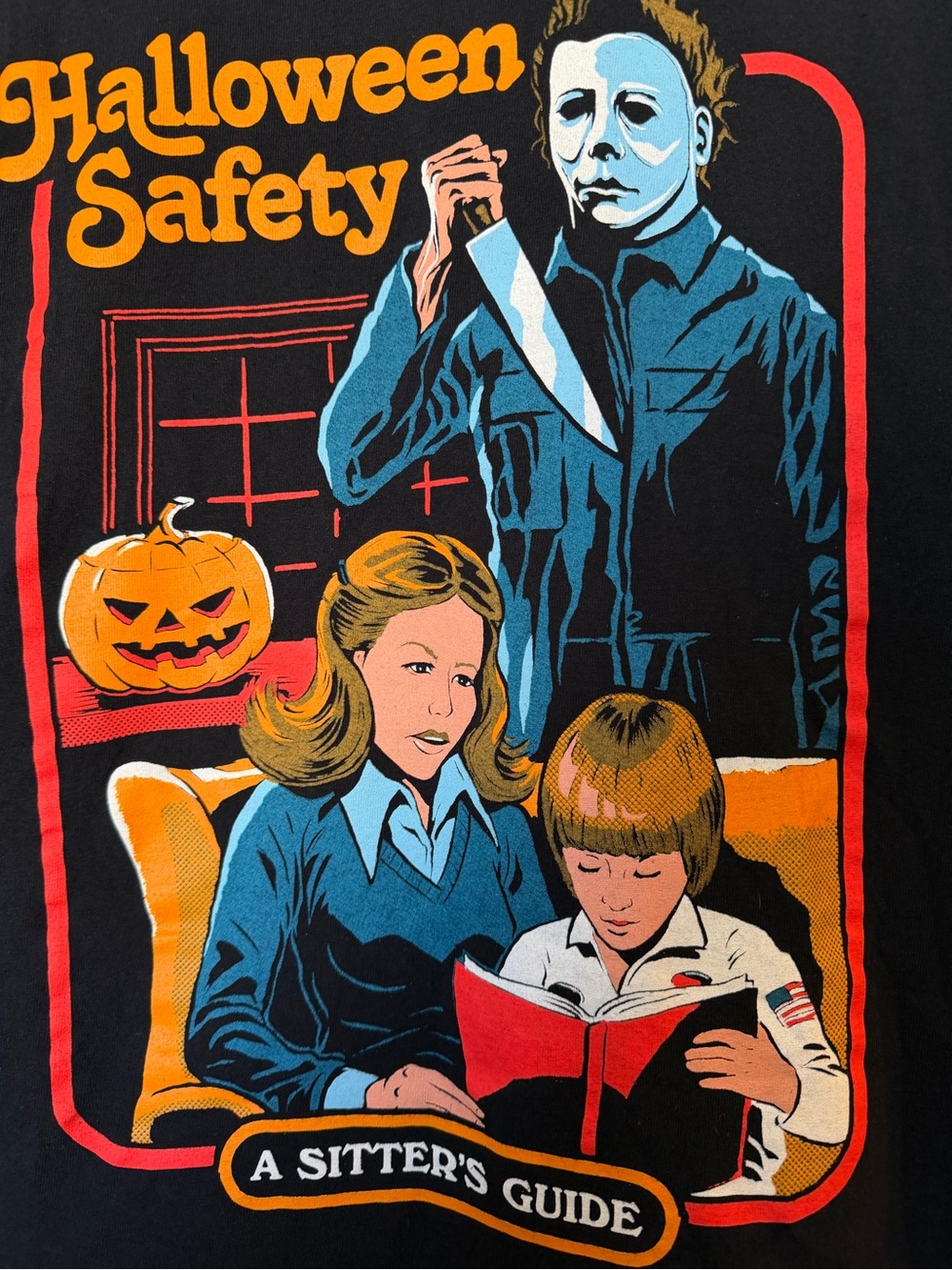 Halloween Safety A Sitter’s Guide Michael Myers Graphic Tee Black Size Large - Picture 4 of 7